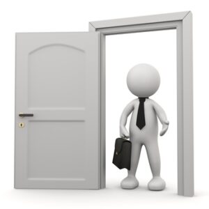 image of cartoon character selling door to door for dtg printer services